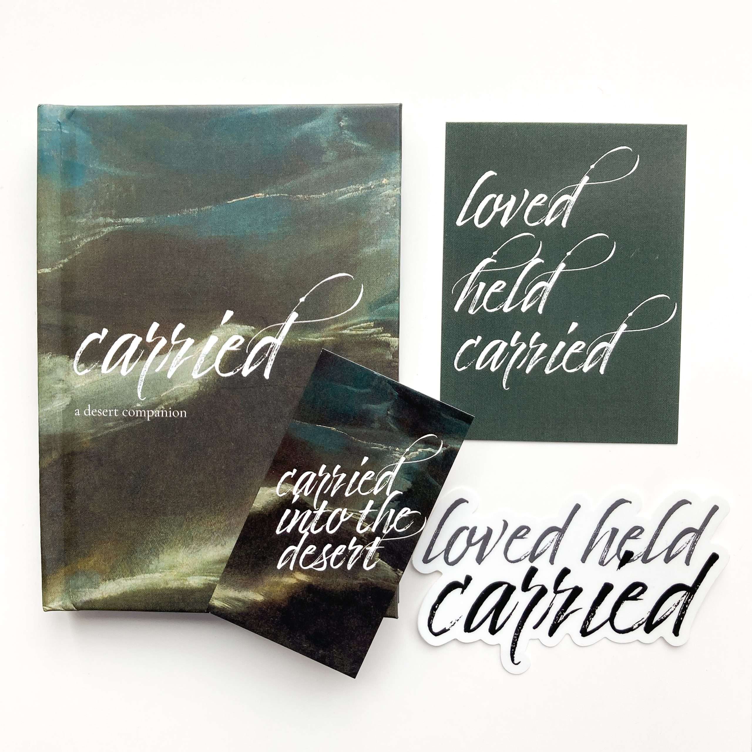 Springs in the Desert’s Carried infertility devotional for Lent, with sticker, prayer card, and bookmark